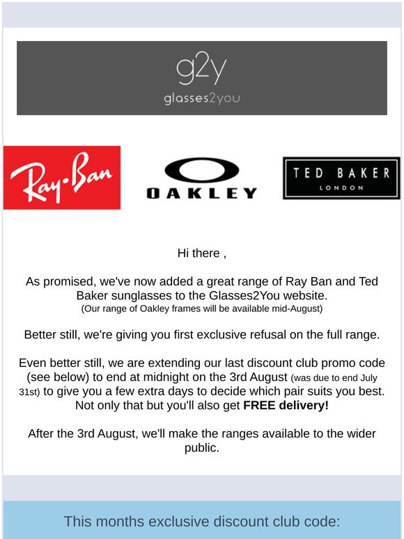 ray ban website promo code