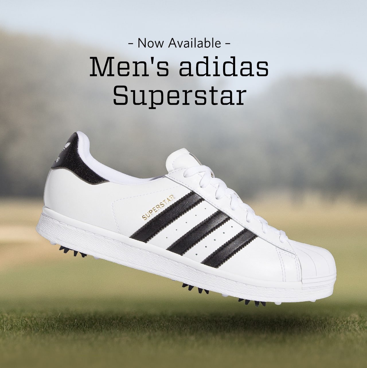 Golf Galaxy: Out Now | Men's adidas Superstar Golf Shoes | Milled