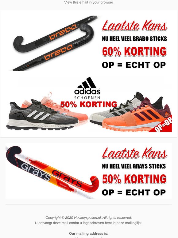 Hockeyspullen.nl: Laatste Kans Deals! 50% \u0026 60% Korting op Adidas,Brabo \u0026  Grays😀 | Milled