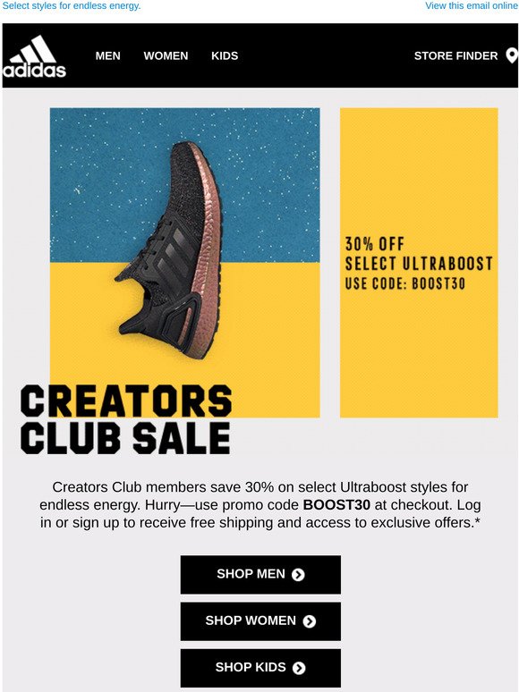 Creators Club gets 30% off Ultraboost 