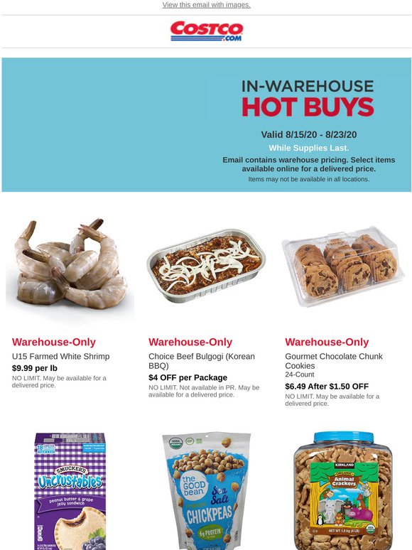 Costo In Warehouse Hot Buys Start Tomorrow 8 15 Plus Online Only Savings End Tonight Milled