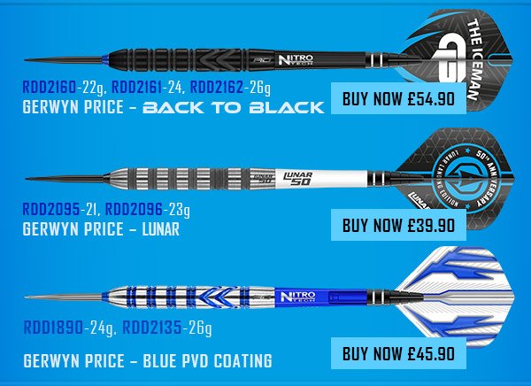 Red Dragon Gerwyn Price Iceman Special Edition World Champion Tungsten Darts Set with Flights and Stems