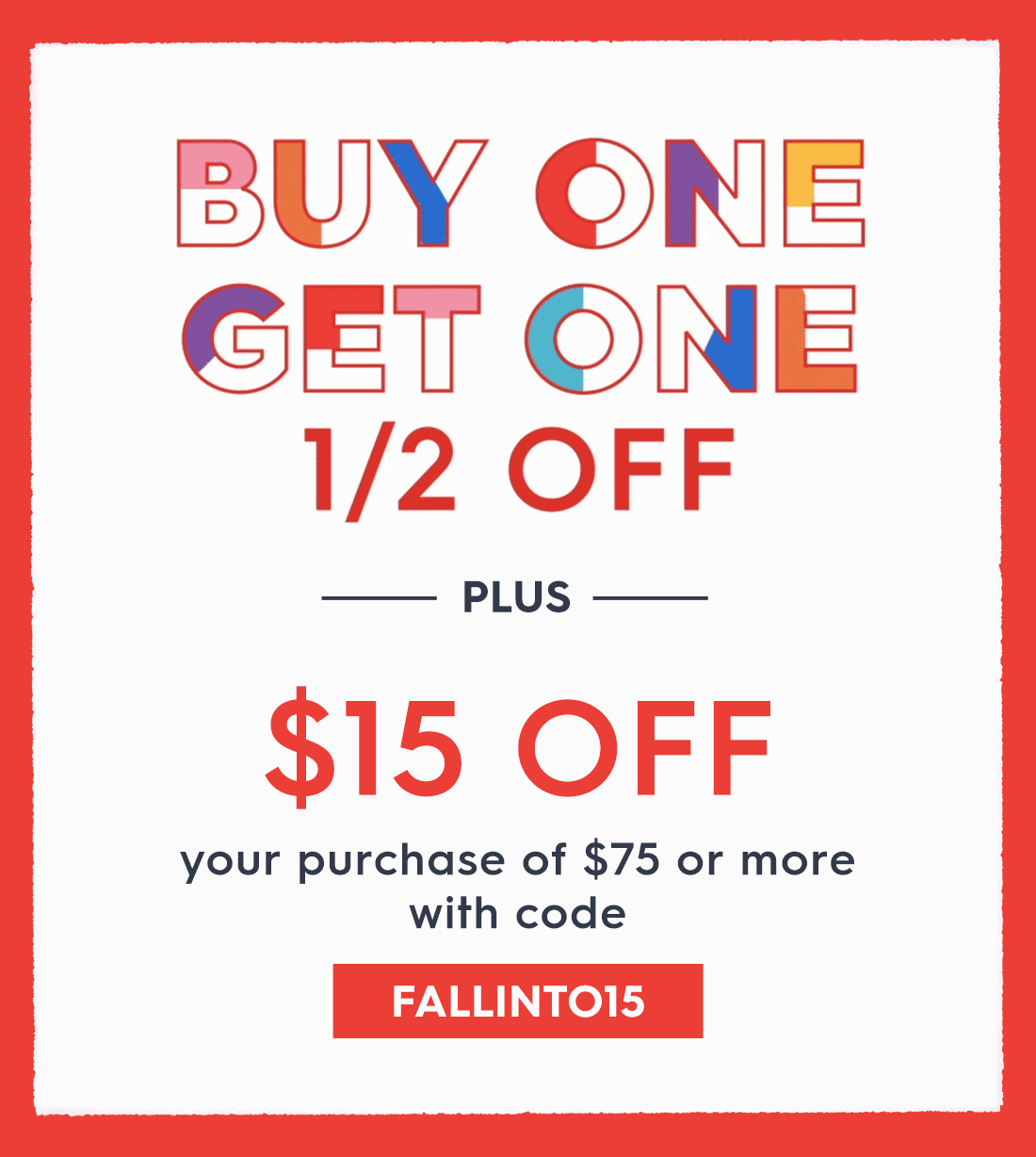 one half off coupon 