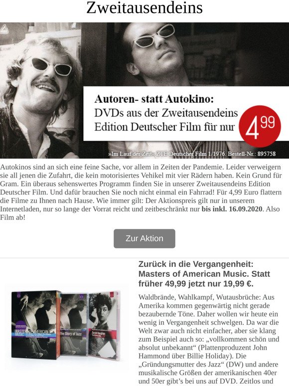 Ab ins Heimkino: Deutsche Filme aus der Zweitausendeins Edition für nur 4,99 € je DVD.