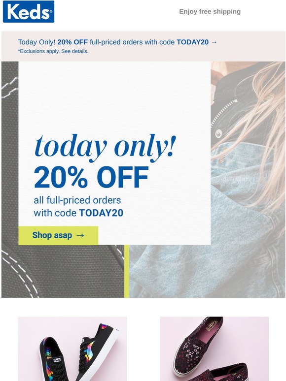 Keds: 20% off will be gone in a f-l-a-s 