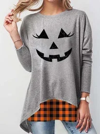 Neck Cotton Halloween Shirt &...