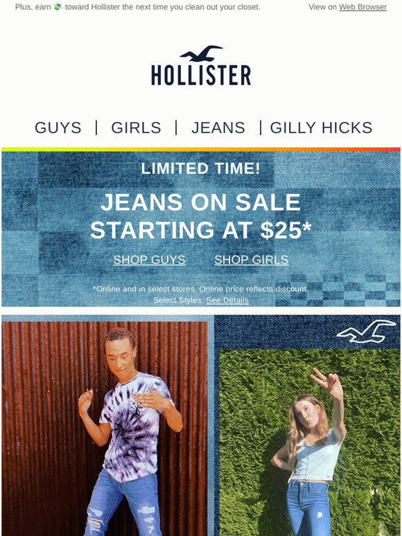 when does hollister have 25 dollar jeans