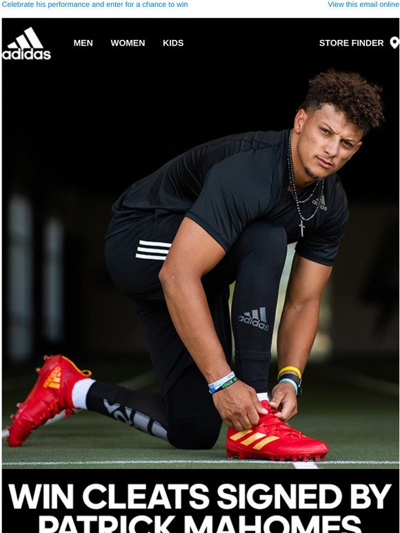 Win cleats signed by Patrick Mahomes 