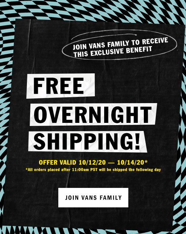 Join Vans Family for Free Overnight 