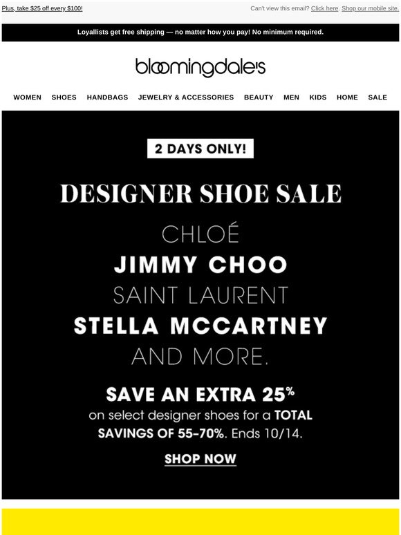 bloomingdales designer shoe sale