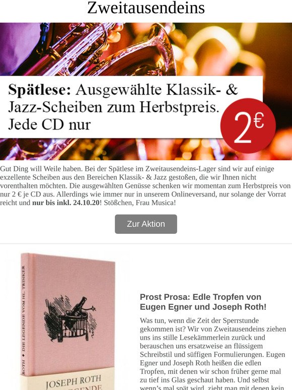 Hochprozentiger Hörgenuss: Klassik- & Jazz stark reduziert. Jede CD nur 2 €!