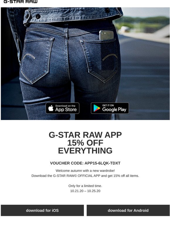 g star raw code
