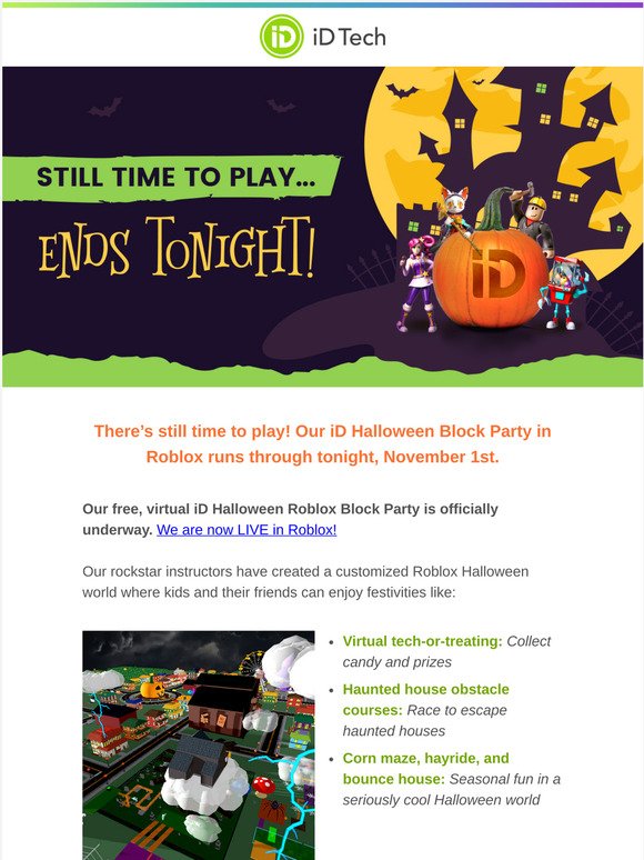 Id Tech Final Day Id Halloween Block Party In Roblox Milled - roblox halloween maze roblox