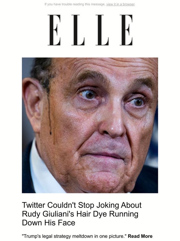 Elle Twitter Couldn T Stop Joking About Rudy Giuliani S Hair Dye Running Down His Face Milled