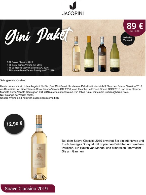 Jacopini Weinhandel De Gini Paket Zu Unschlagbarem Preis Milled